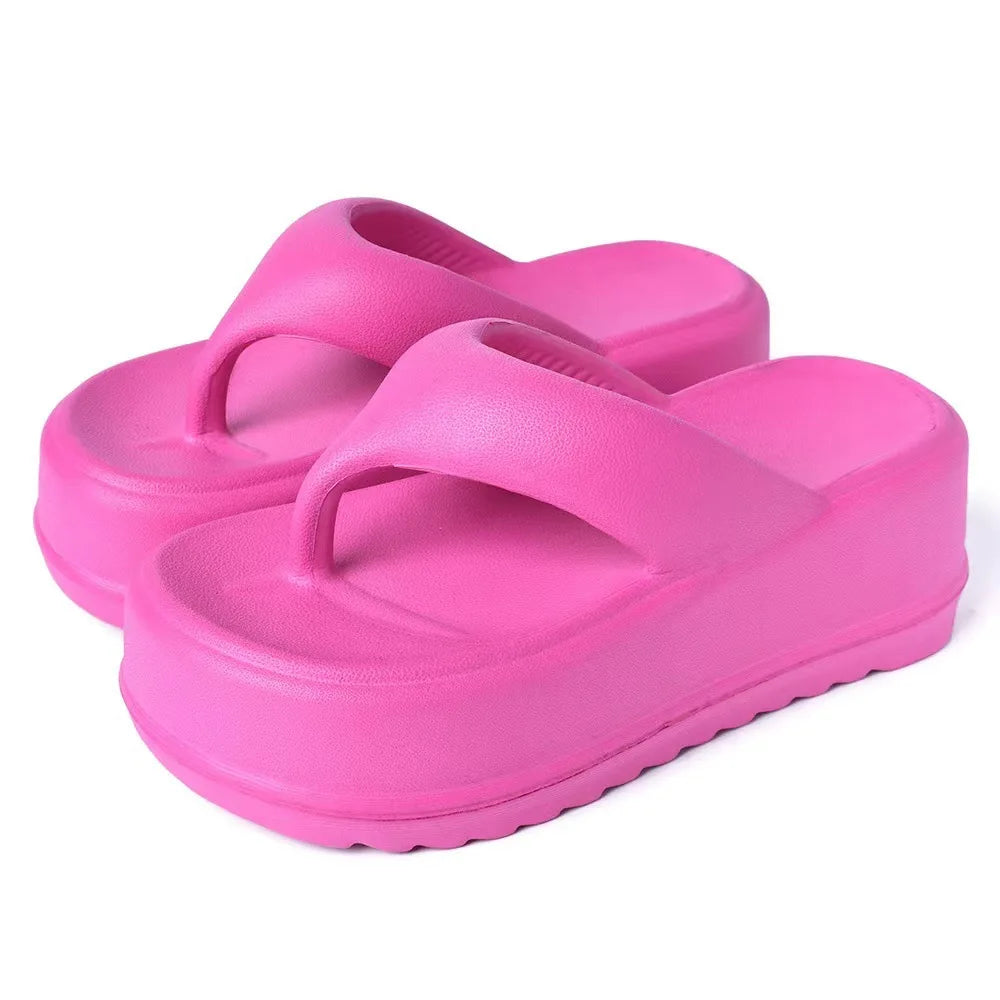 Women Bow Platform Flops Thick Sole Comfortable Sandals Slip-on