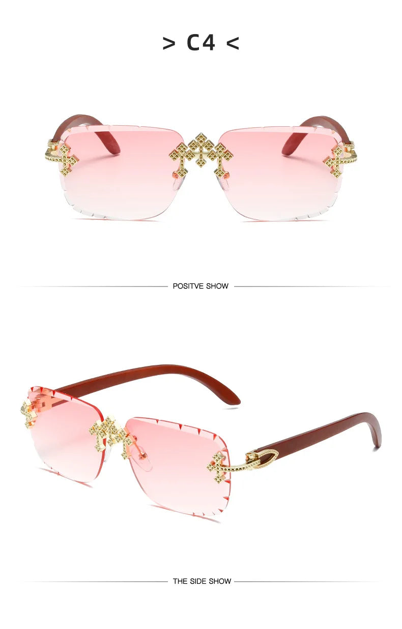 Luxury Steampunk Rimless Square Men Sunglasses UV400