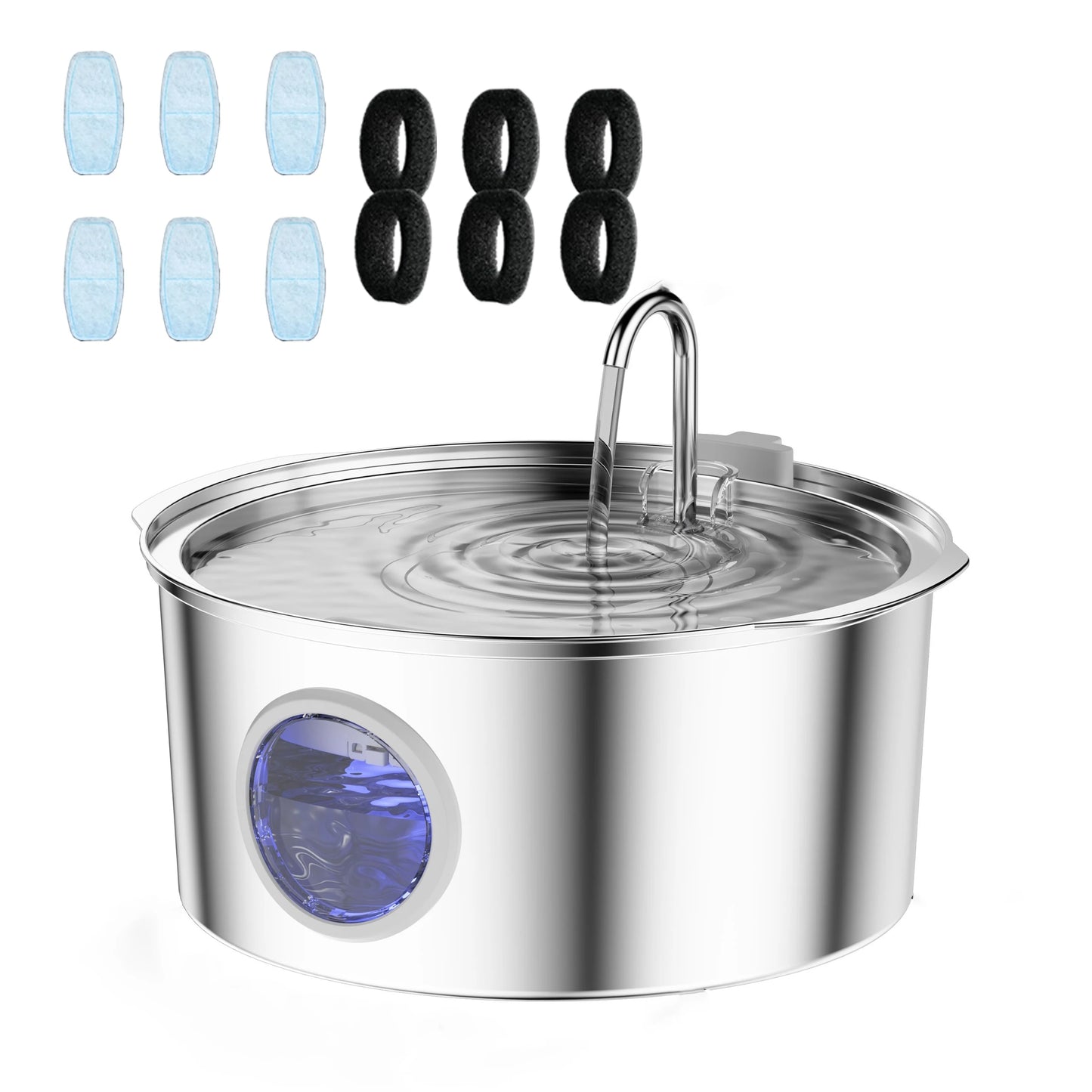 7L Large Capacity Stainless Steel Cat Water Fountain Dog Pet Automatic Water Feeder