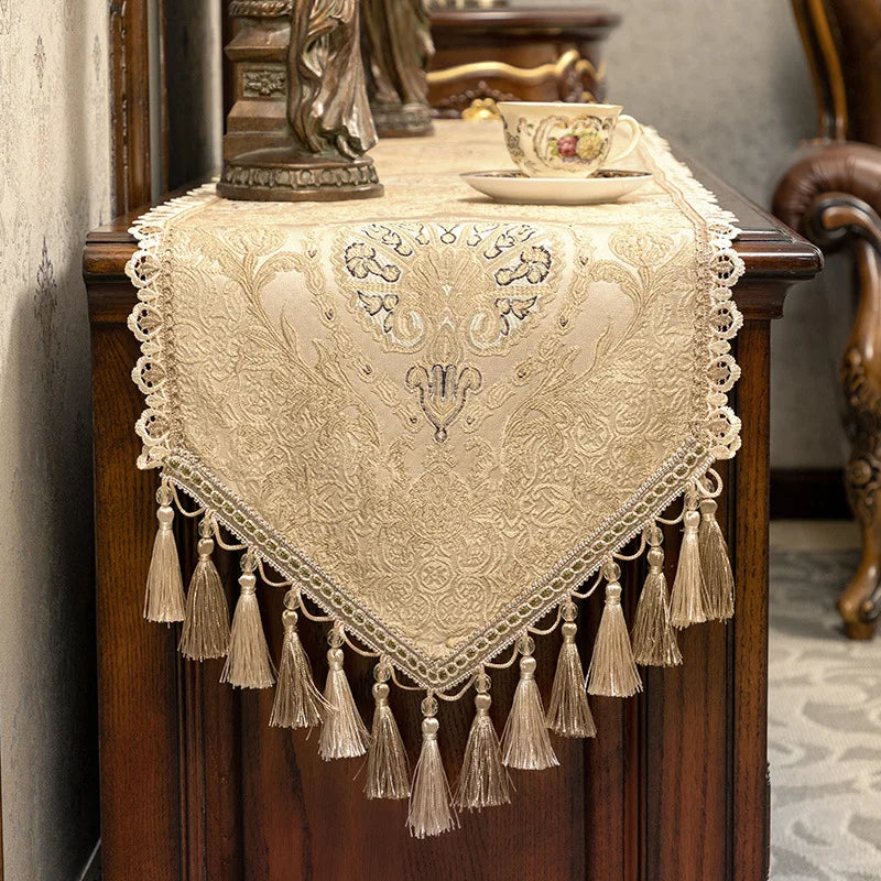 European Luxury Table Runner Multi Tassels Decor