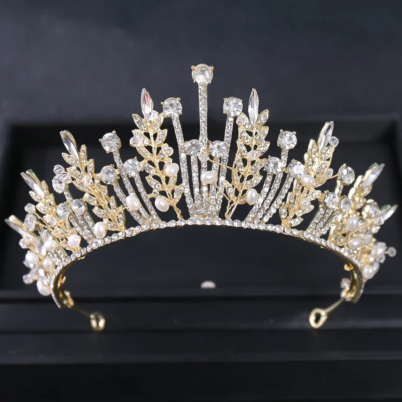Gold Color Luxury Crystal Wedding Tiaras Crowns Party Rhinestone Prom Bridal Diadem Crown Tiara Hair Jewelry