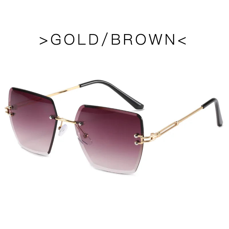 Trendy Polygonal Gradient Women Frameless Sunglasses