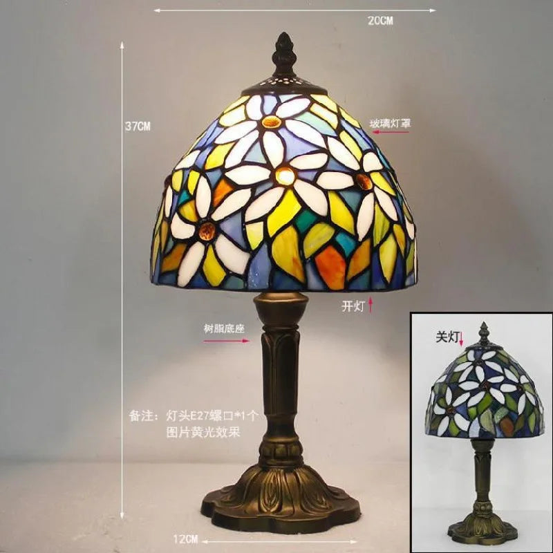 Mediterranean Baroque Retro Style Stained Colorful Handmade Glass Table Lamp E27