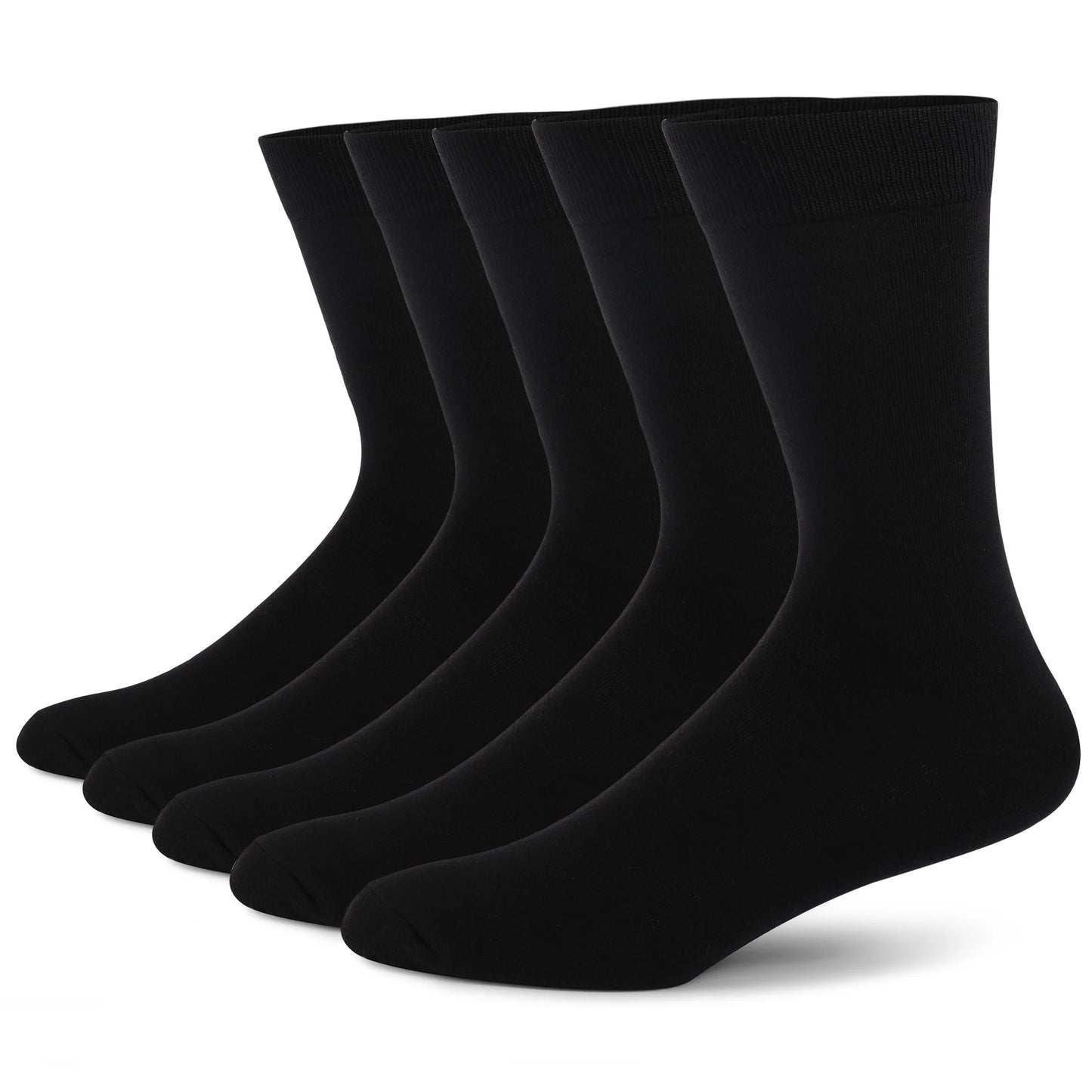 5 Pairs Men's Dress Socks High Quality Combed Cool Breathable Cotton Crew Socks Plus Size