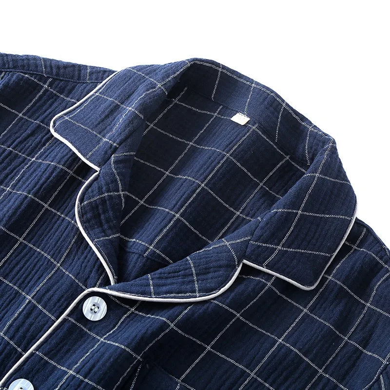 100% Cotton Summer Men Pajamas Japanese style 2 Piece Sleepwear
