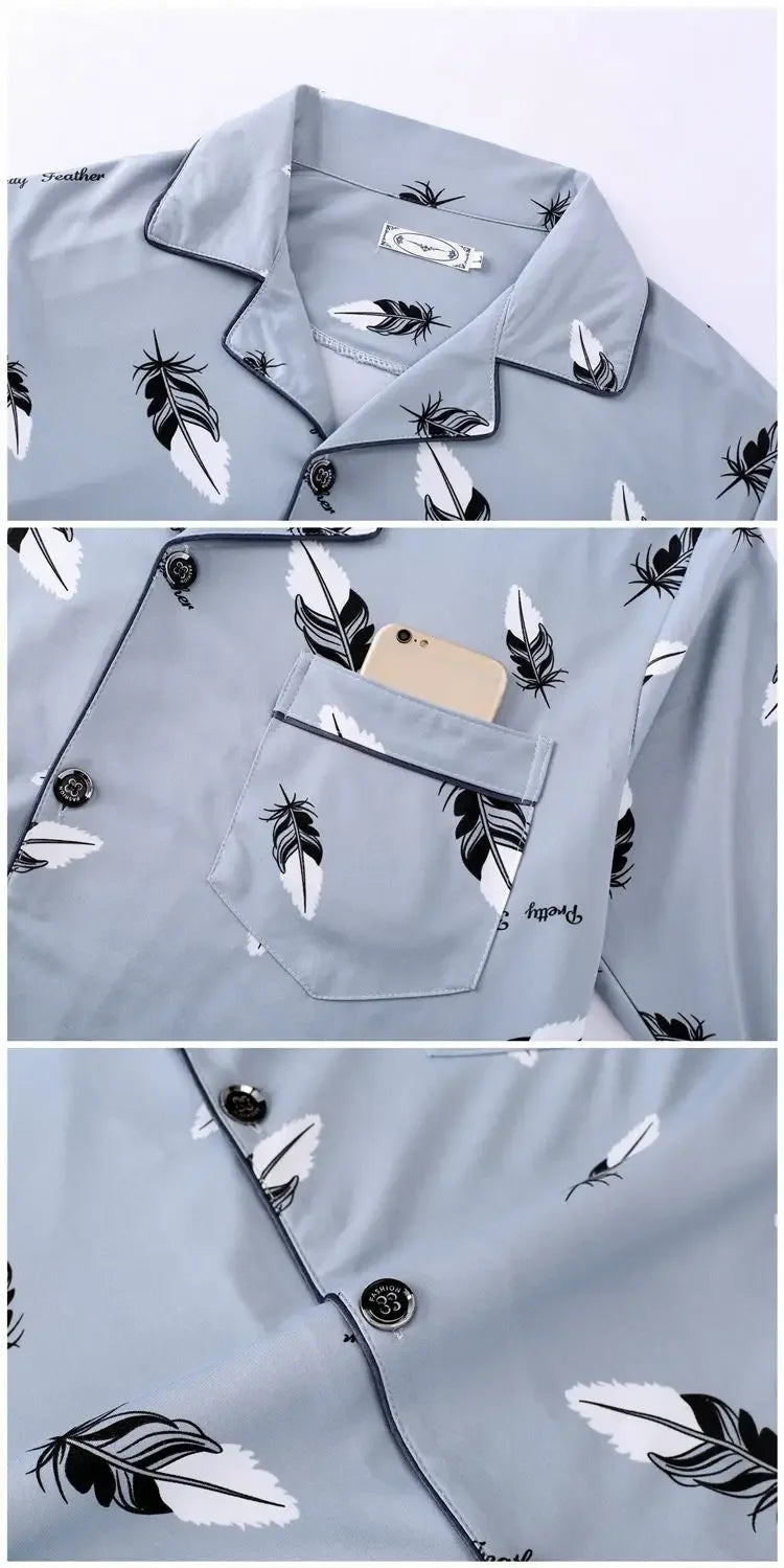 Men's 100% Cotton Long Sleeve Pajama Set