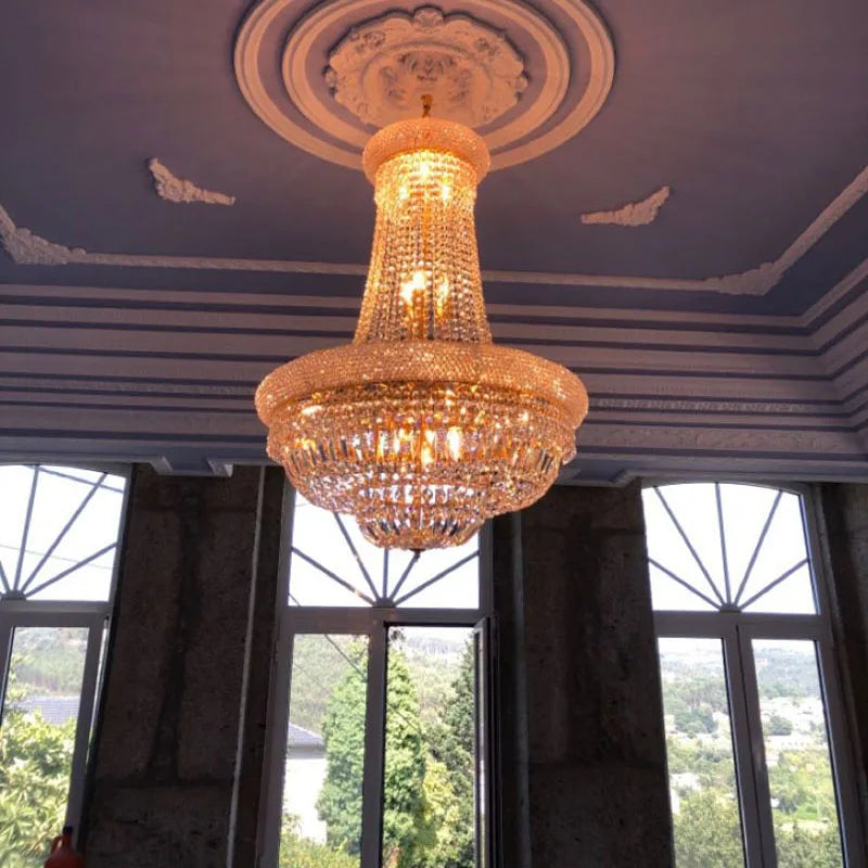 Empire Luxury Gold Crystal Chandelier for Foyer Kitchen Island light Staircases Ceiling Light Hanging Lamp