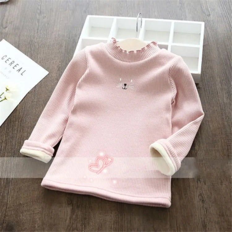 Girls Sweaters Cartoon Warm Velvet