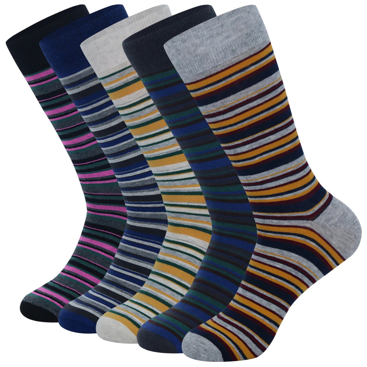 5 Pairs Men's Dress Socks High Quality Combed Cool Breathable Cotton Crew Socks Plus Size