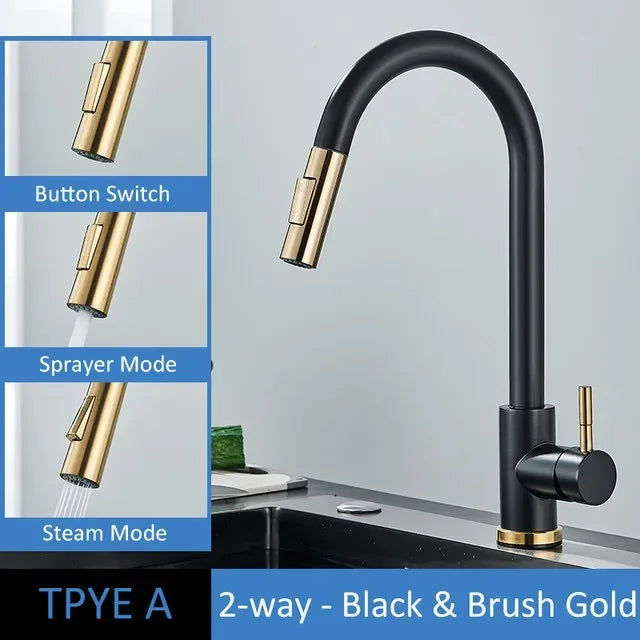 Kitchen Faucet Two Function Single Handle Pull Out Mixer Hot and Cold Water Taps