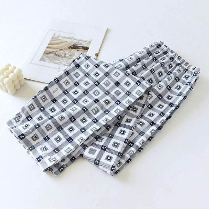 Men Pure Cotton Spring and Summer Pajama Pants