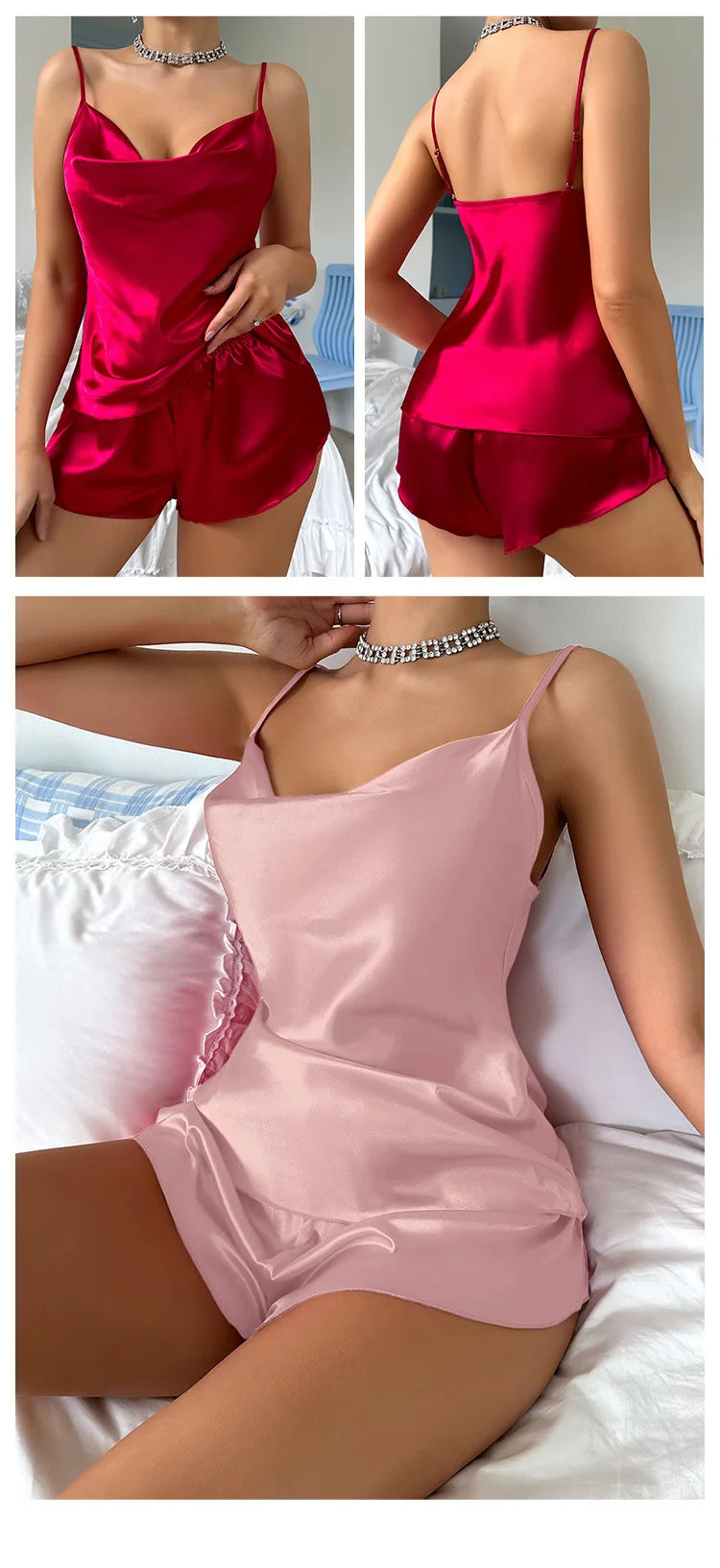 Luxury Silk Women Sleepwear Two-piece Set