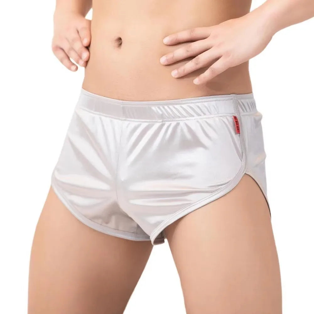 1 PCS Men's Sexy Pajamas Boxer Shorts Smooth Silk Underwear