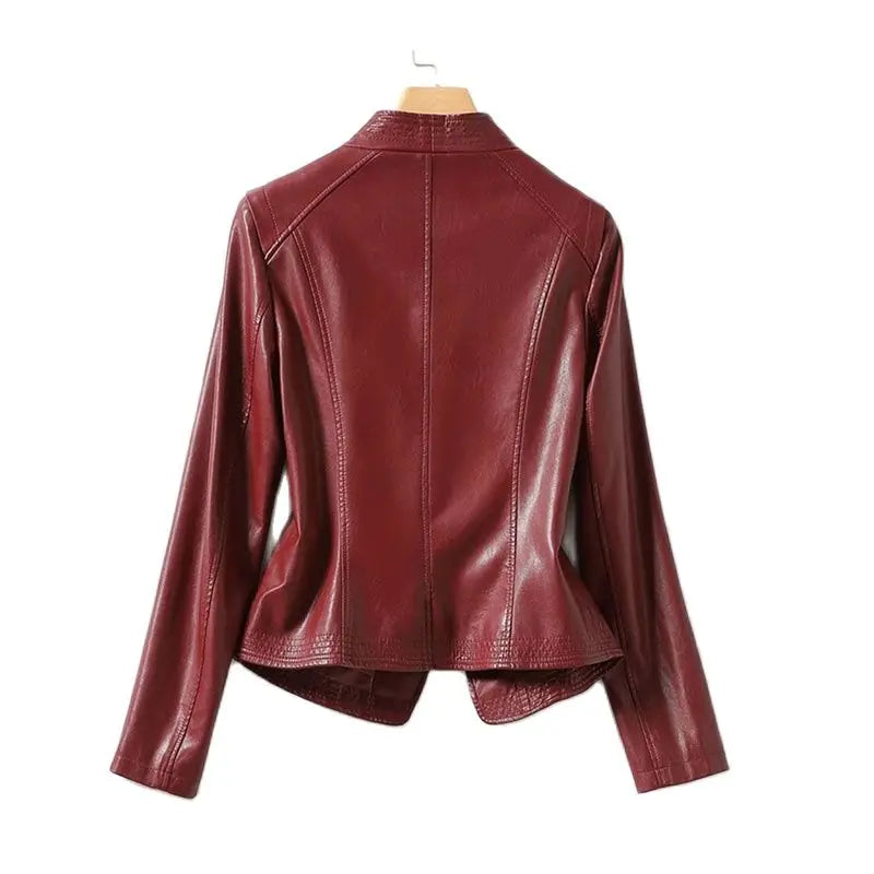 Women Sheepskin Short Jacket Slim Inclined Zipper Casual Autumn Winter