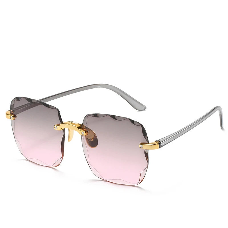 Sunglasses For Women ladies Rimless Diamond cutting Lens Brand Designer Ocean Shades