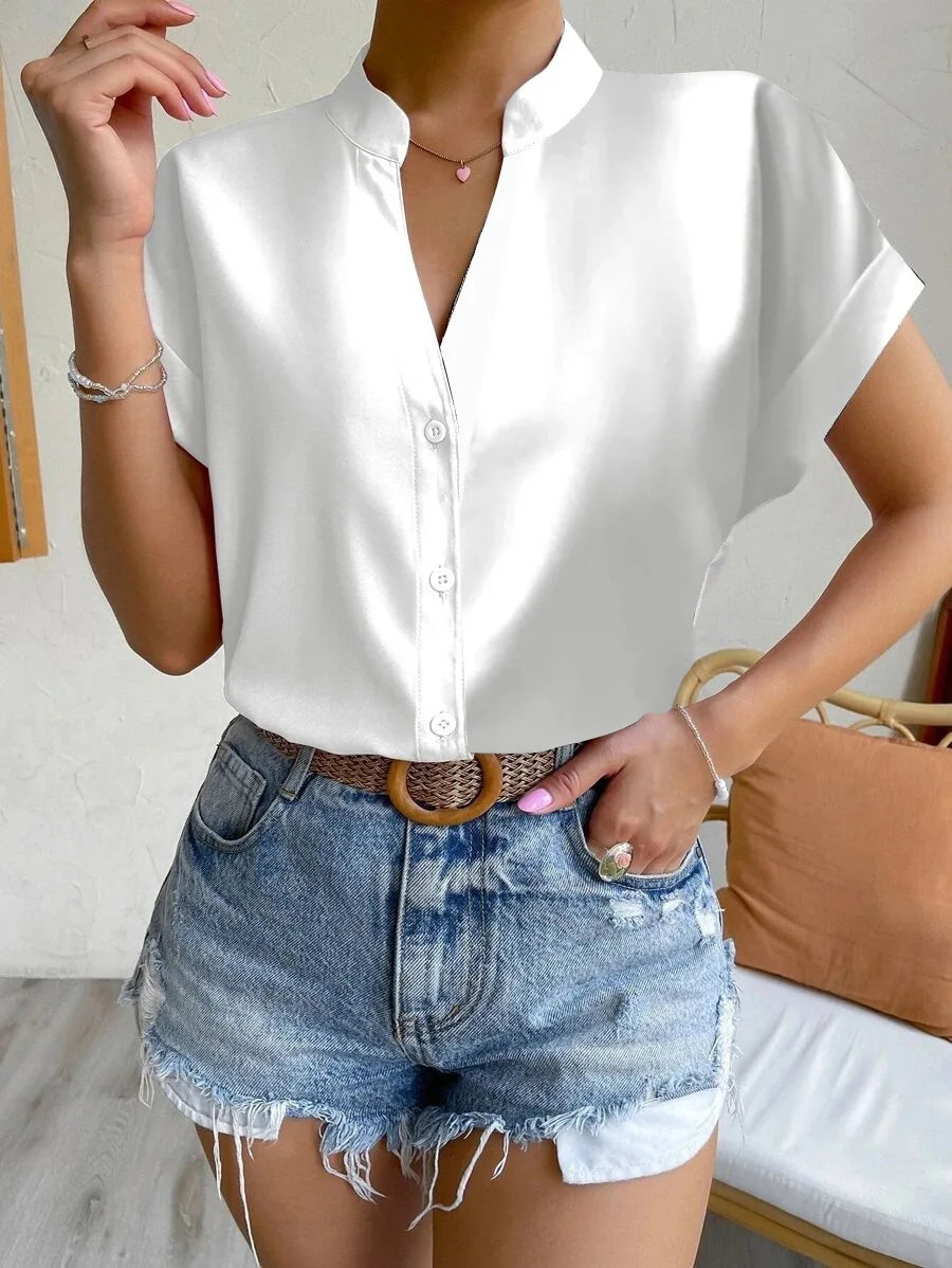 Elegant Summer V-neck Women's Shirt
