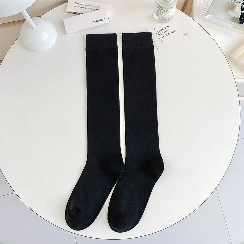 Women Stockings College Style Knitted Cotton Knee Socks