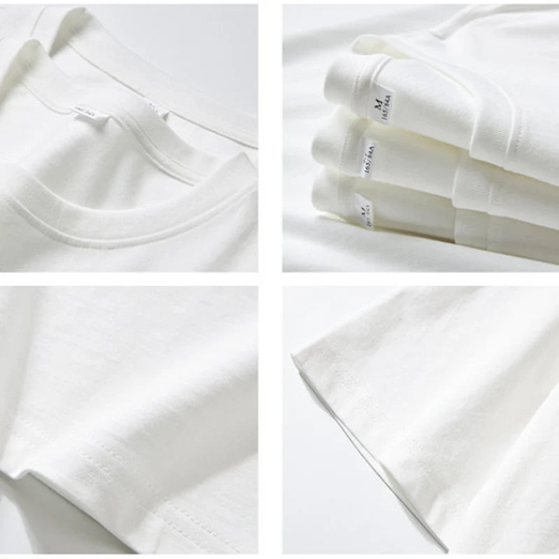 Summer 100% Cotton Regular-Fit Women Crew Neck Basic White T-Shirts
