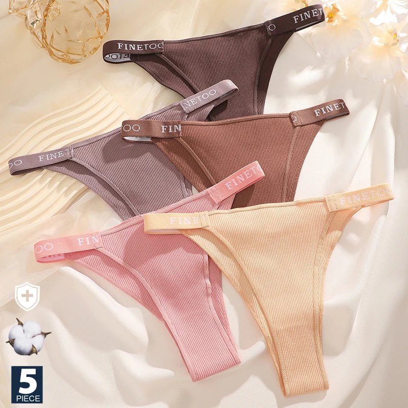 5PCS/Set Cotton Panties Briefs Women Underpants Sexy Thong