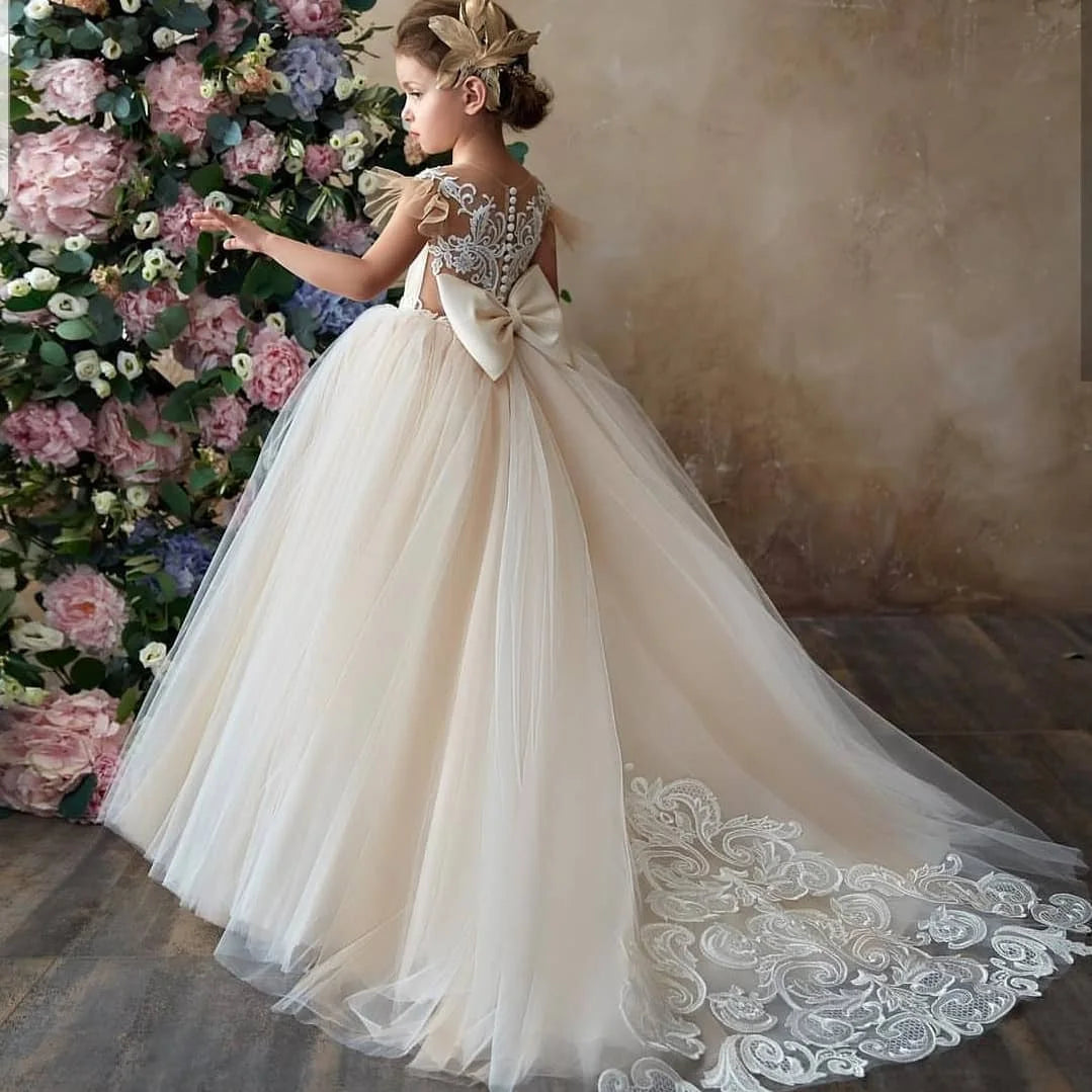 Lace Tulle Princess Flower Girl Dress