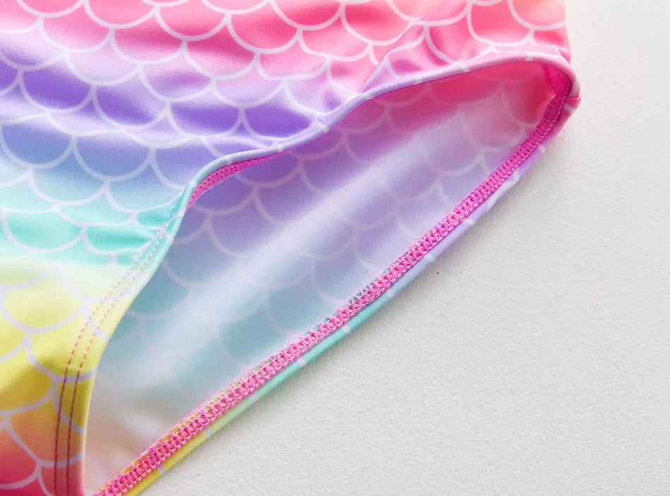 Girl Swimsuit One-Piece Mermaid Fish Scale Unicorn Children's Swimwear 2 - 8 Years
