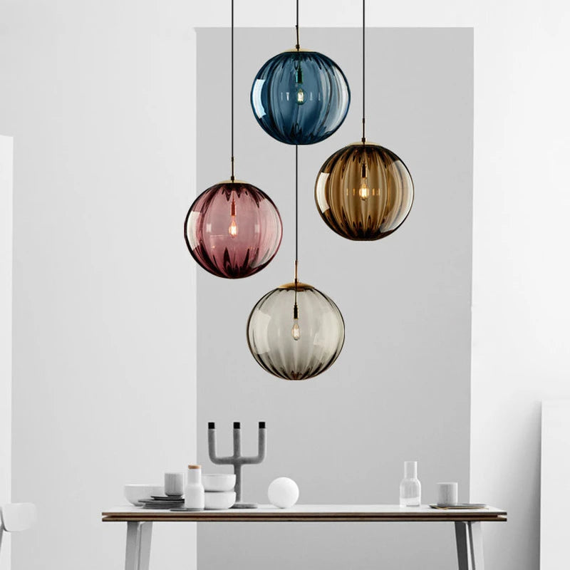 Modern Color Led Pendant Light Glass Ball Kitchen Fixtures