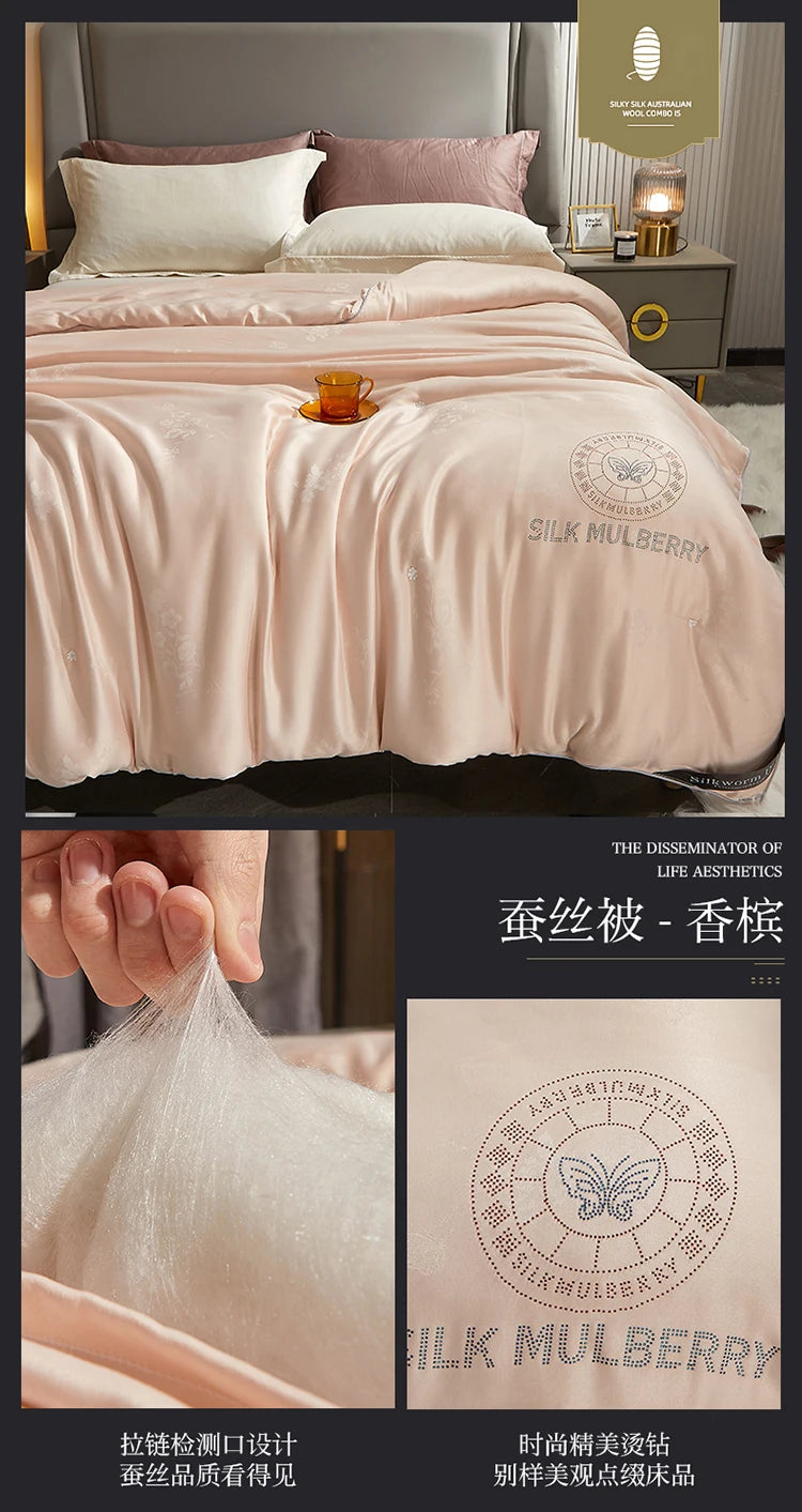 100% Mulberry silk with warm thickened quilt core 5kg winter comforter cotton cover spring autumn home quilt luxury blanket
