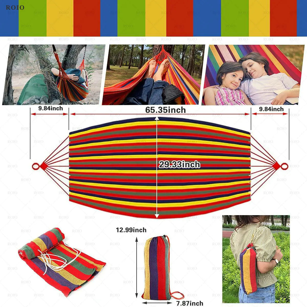 Outdoor Camping Hammock Thickened Durable Fabric Canvas with Bag