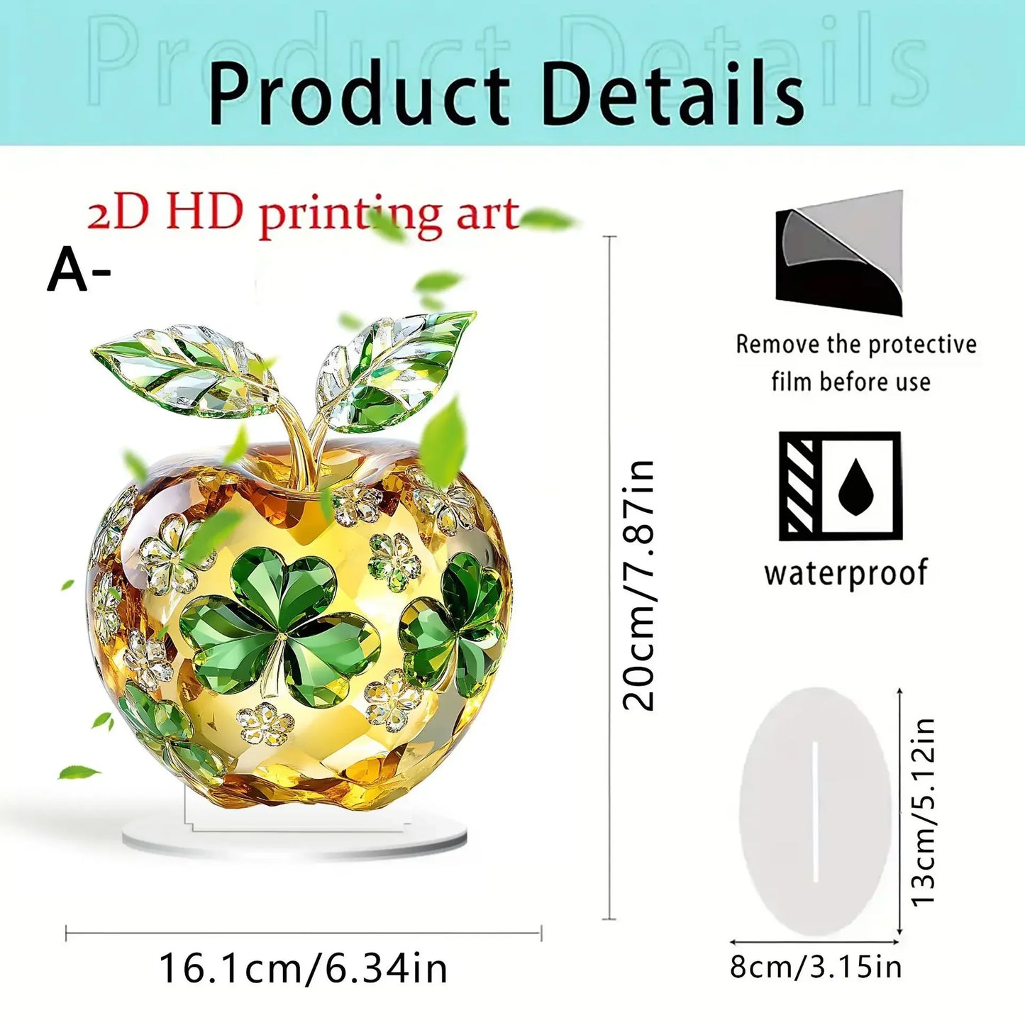Acrylic Crystal Glass Apple Table Ornament Decoration