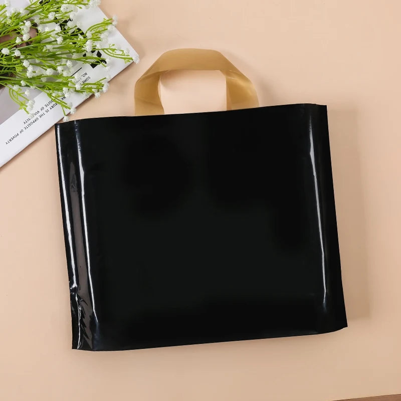 100pcs Custom Logo Colorful Shopping Bags With Handle Plastic Gift Bag Print One Color Logo On One-sided Free Design Print
