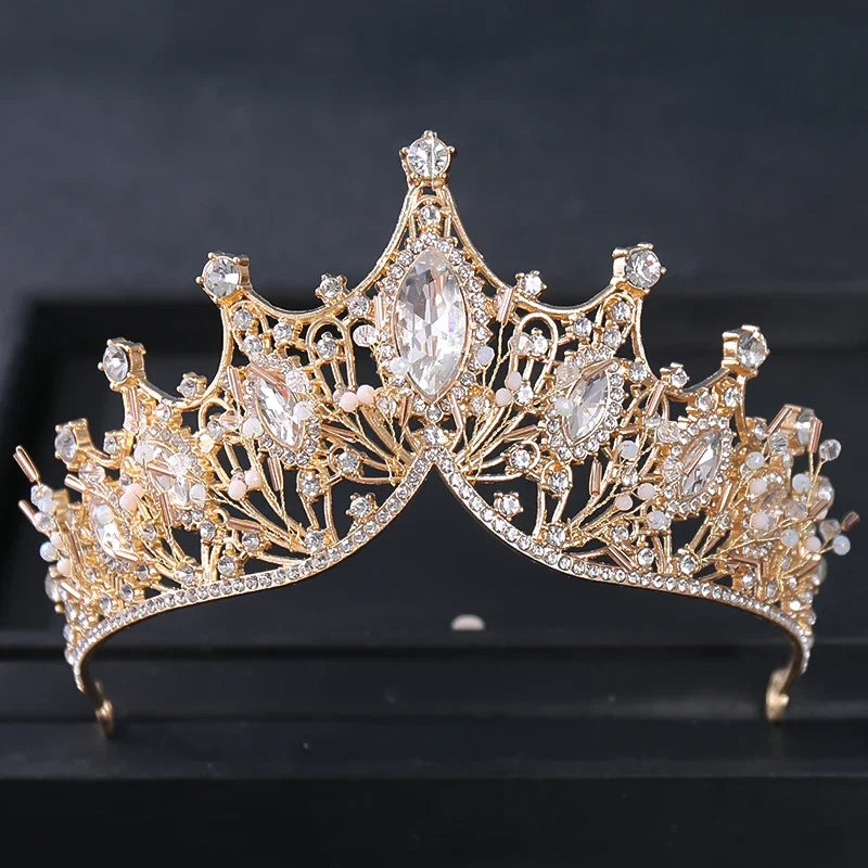 Gold Color Luxury Crystal Wedding Tiaras Crowns Party Rhinestone Prom Bridal Diadem Crown Tiara Hair Jewelry
