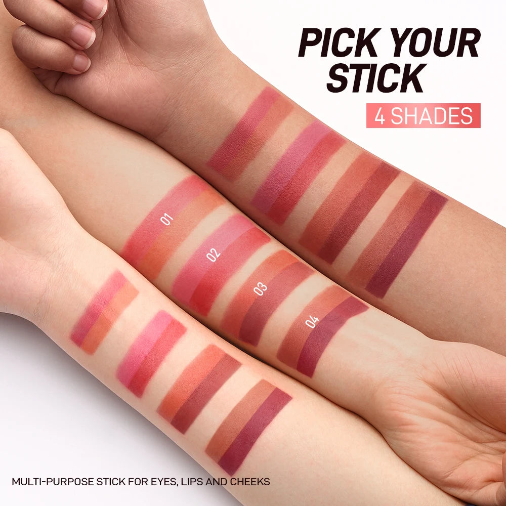Makeup Multi-Stick 3-in-1 Lipstick Eye Cheek Smooth Light Longwear Cream