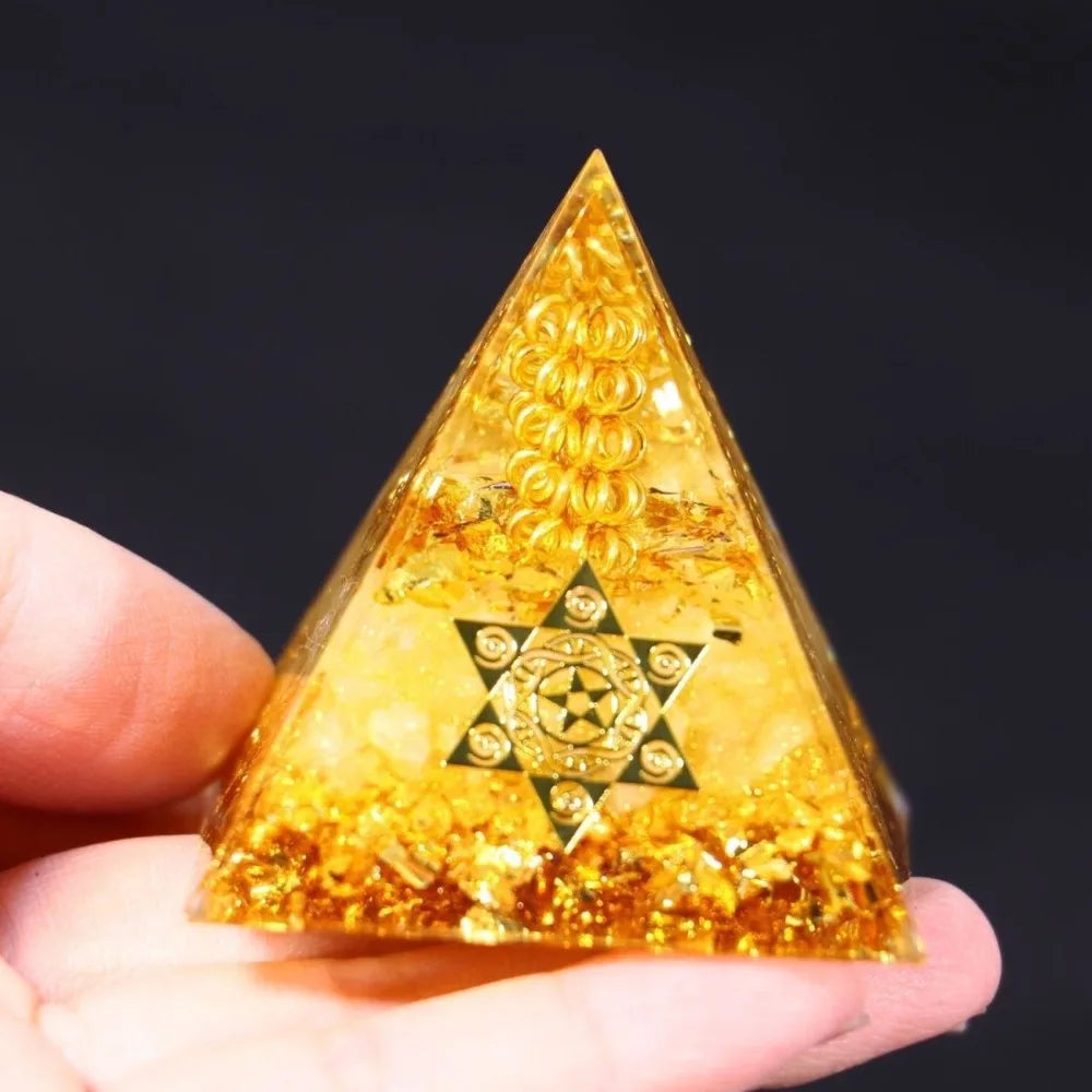 5/6/8/10cm Crystal Citrine Pyramid Resin Handmade Gifts Prosperity Attraction Crystal Home Decor