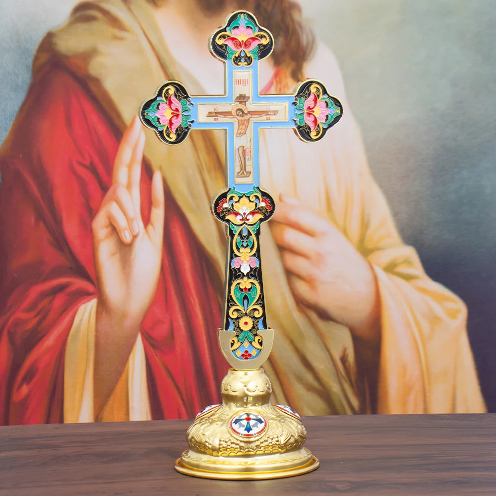 Orthodox golden cross Passion of Jesus church ornaments home altar decorations religious festival gifts