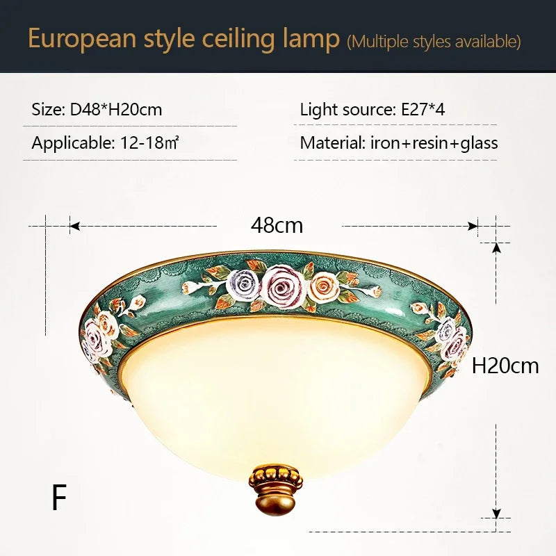 Simple Retro European Home Decor Resin Led Ceiling Lamps