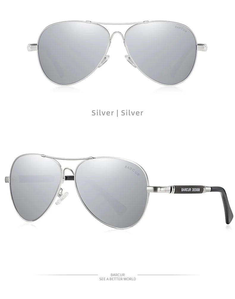 BARCUR Design Frame Sunglasses Polarized For Men Women Pilot Gradient Lens Eyewear Mirror Shades