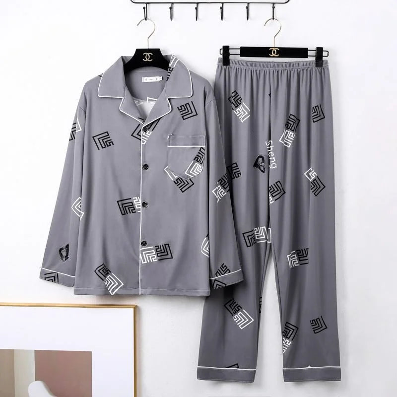 Men's 100% Cotton Long Sleeve Pajama Set