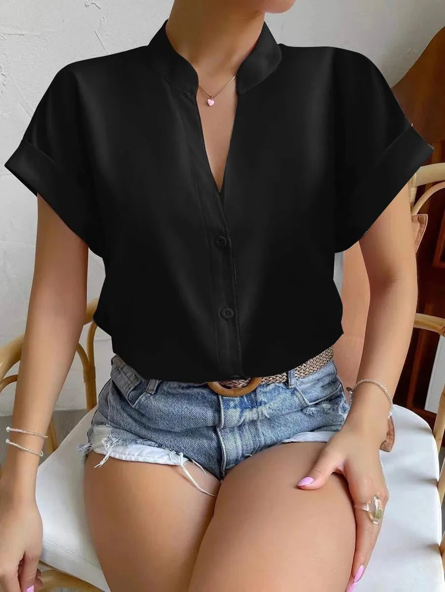 Elegant Summer V-neck Women's Shirt
