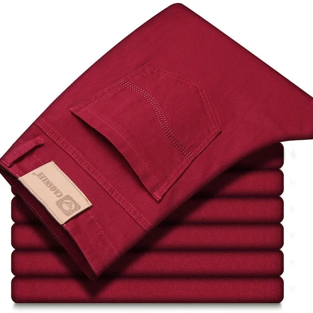 Men's Fashion Casual Classic Style Jeans Straight Fit Soft Trousers