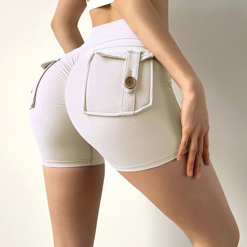 Summer Fitness Exercise Yoga Three-Quarter Pants Cargo Pocket Shorts