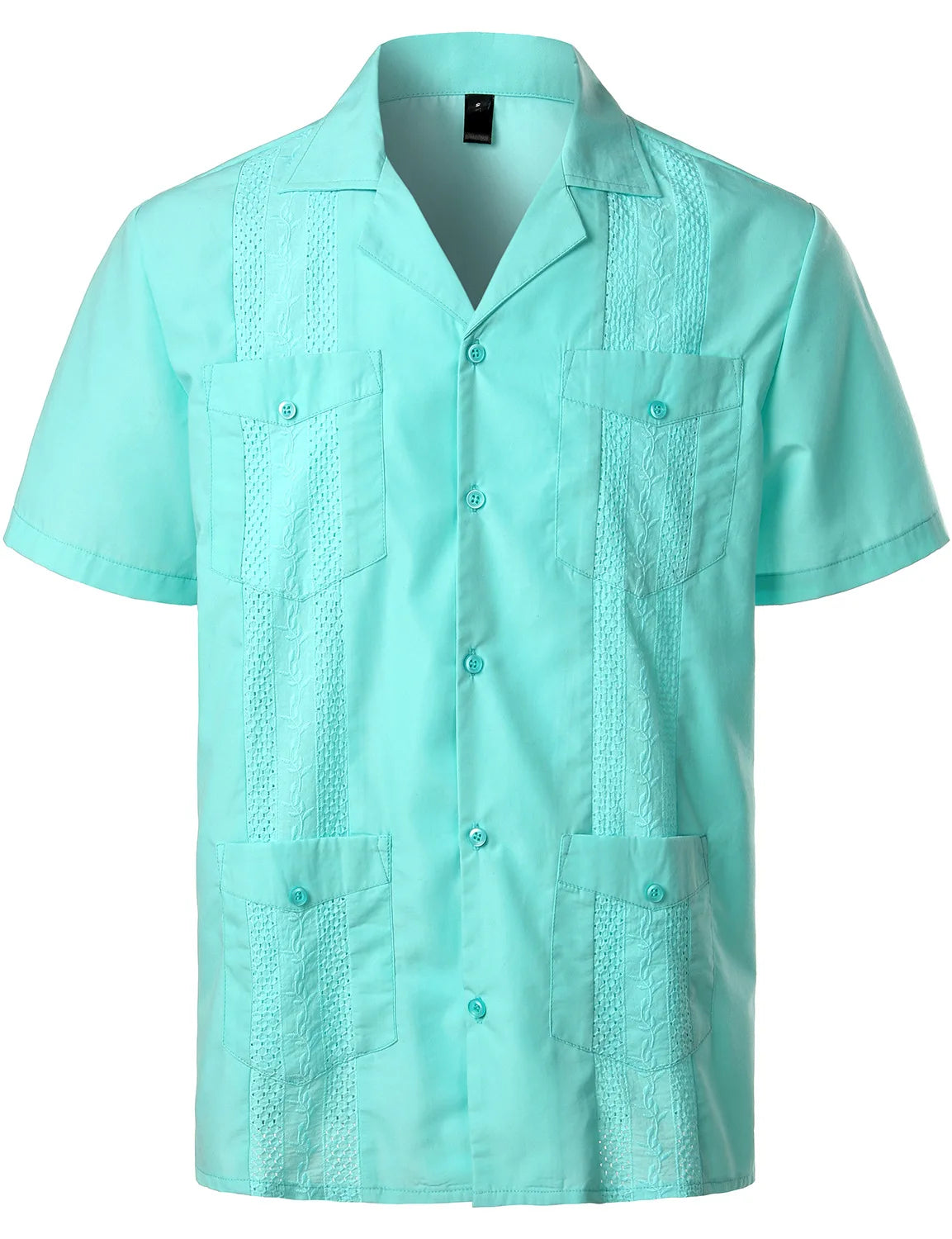 Men's Cuban Shirts Multiple Pockets Lapel Short Sleeves Cardigan