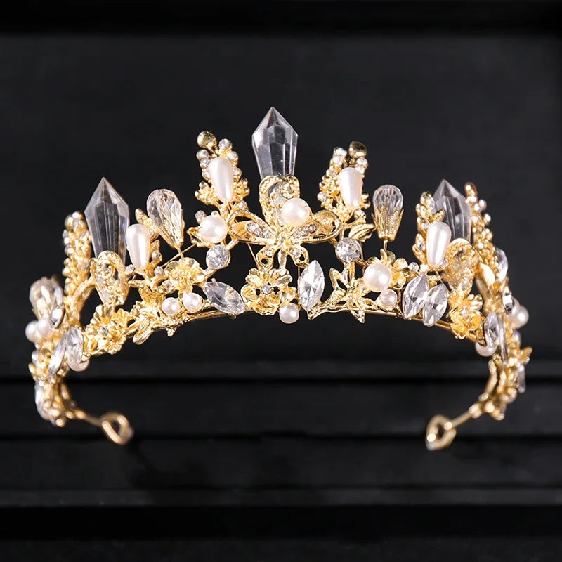 Gold Color Luxury Crystal Wedding Tiaras Crowns Party Rhinestone Prom Bridal Diadem Crown Tiara Hair Jewelry