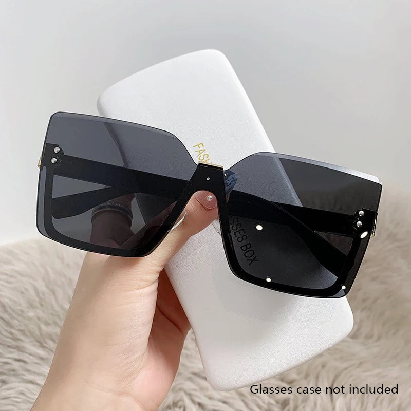 European & American Style Half-frame Metal Sunglasses Fashion Slim Anti-uv Glasses