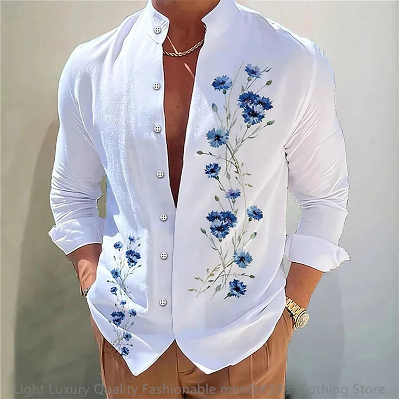 Men's Casual Soft Fabric Shirt Long-sleeved 3D printing XS-6XL