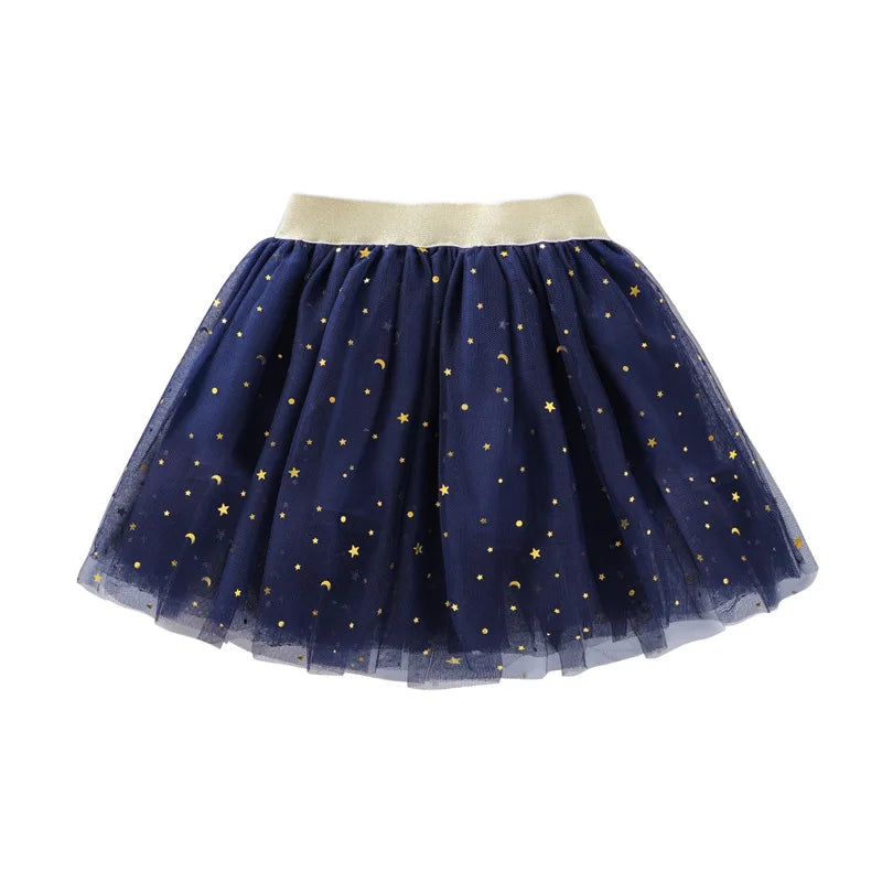 Girls Mesh Miniskirts Princess Stars Glitter Dance Ballet Tutu
