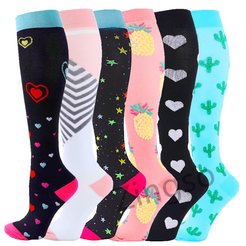 3/67 Pair Compression Stocking Women Men Knee High 30mmHg Edema Diabetes Varicose Veins Running Travel Sport Compression Socks