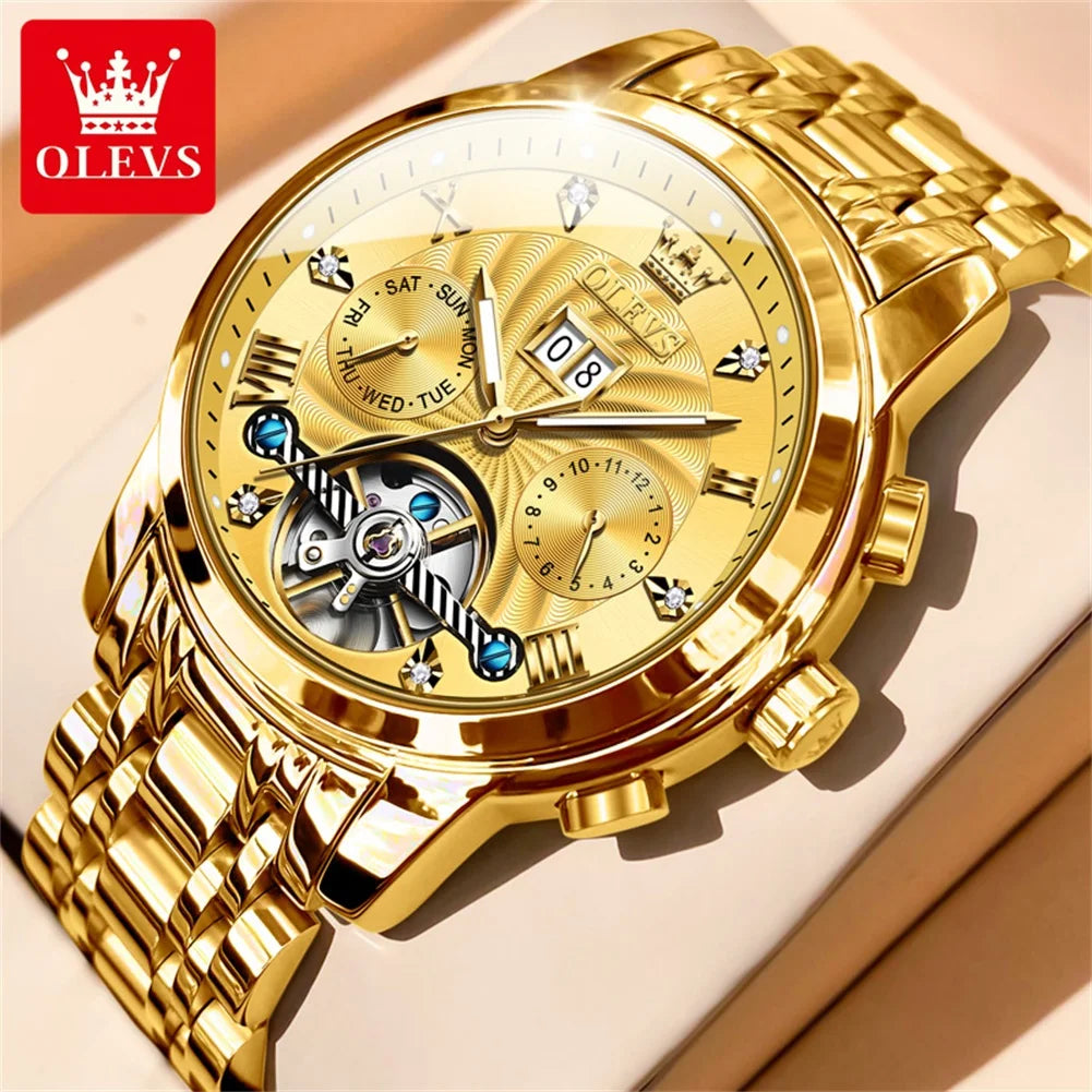 OLEVS Classic Men's Watch Tourbillon Multi-function Full Automatic Men Watch