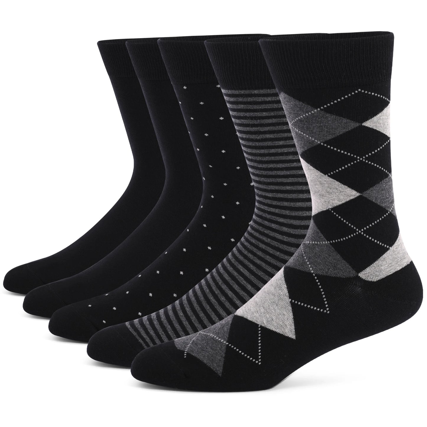 5 Pairs Men's Dress Socks High Quality Combed Cool Breathable Cotton Crew Socks Plus Size