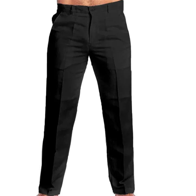 Men's Linen Slant Pocket Straight Solid Color Comfortable Breathable Daily Casual Pants
