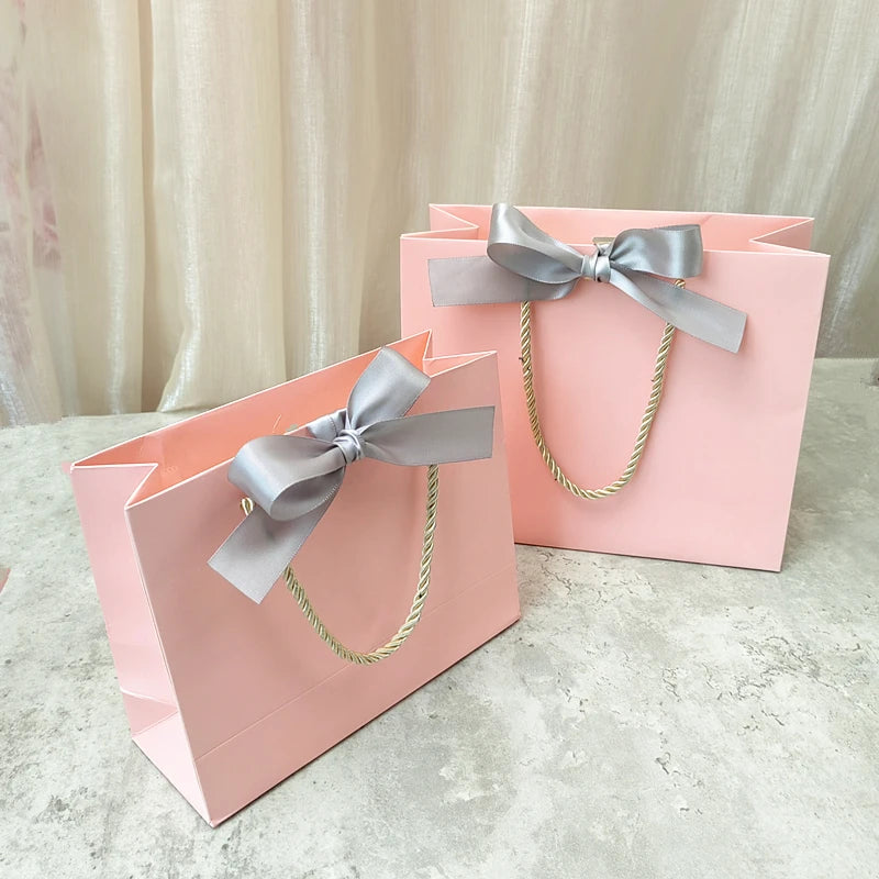 10 Pcs Custom Logo Gift Bag Packaging Box For Small Businesses Valentines Day Paper Bag Favors Boxes Wedding Birthday Flower